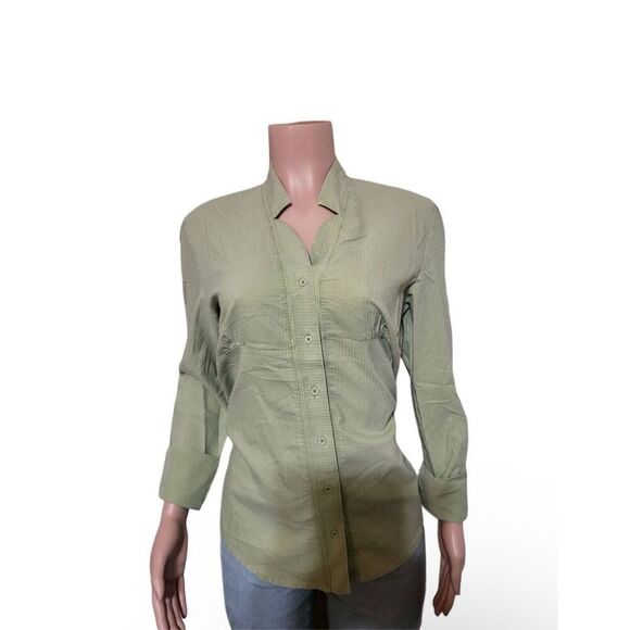 Pulp womens long sleeve lettuce mandarin collar button front shirt M - Picture 3 of 6